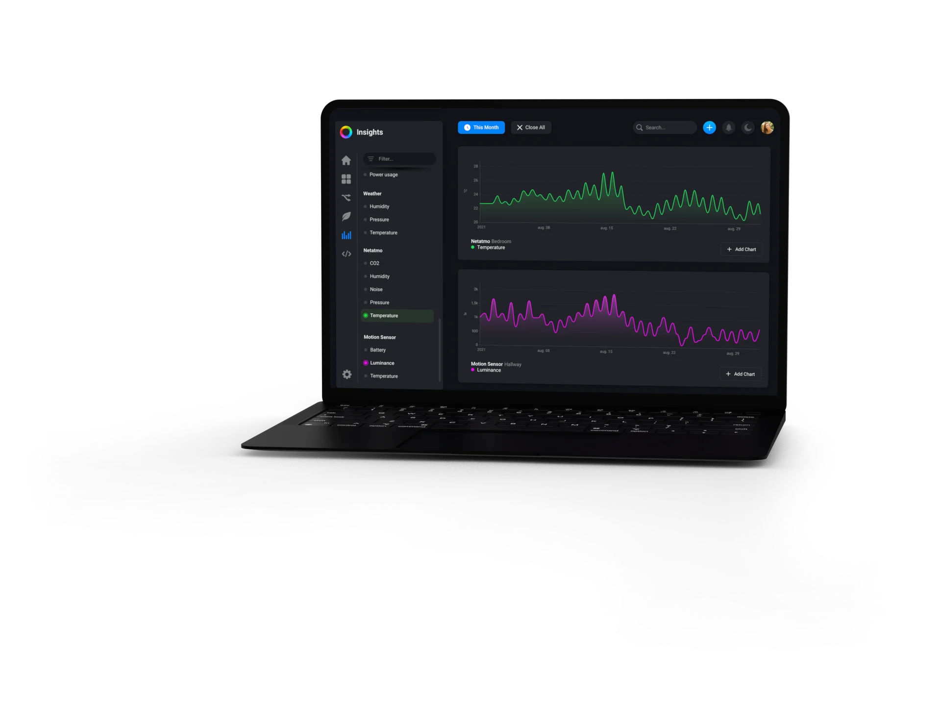 Homey Pro voor een laptop en twee telefoons met de Homey-app