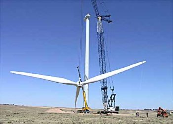 Installatie windturbine. Turbineinstallatie